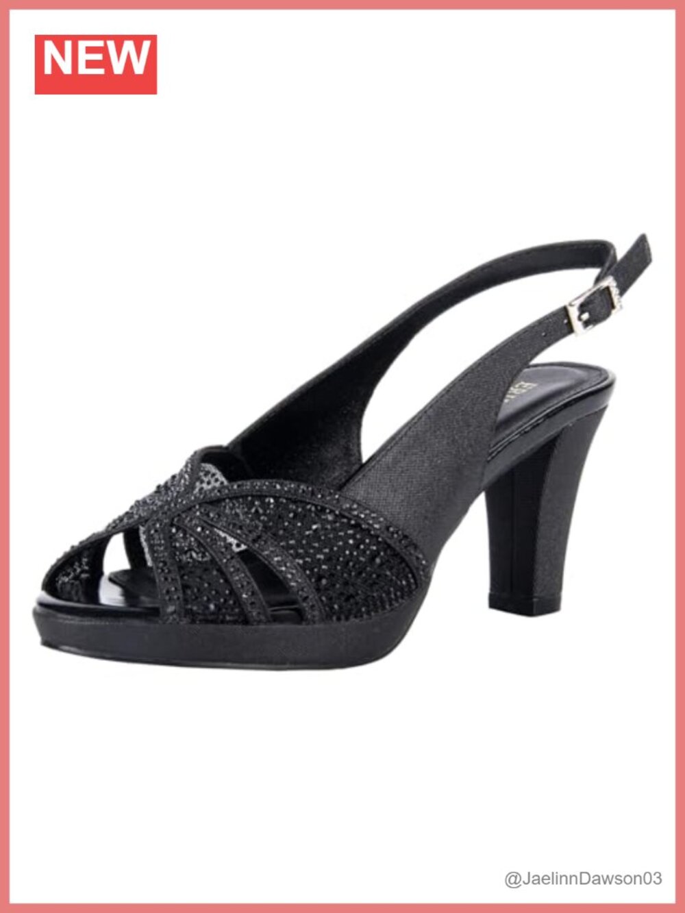 Slingback Mid Heel Platform Rhinestone Sandals Peep Toe Sparkly